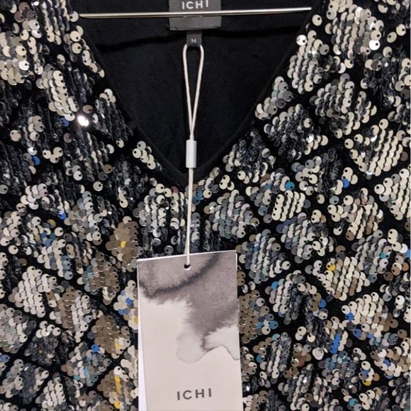 ICHI  Sequin T Shirt Blouse Dress M - Picture 3 of 4